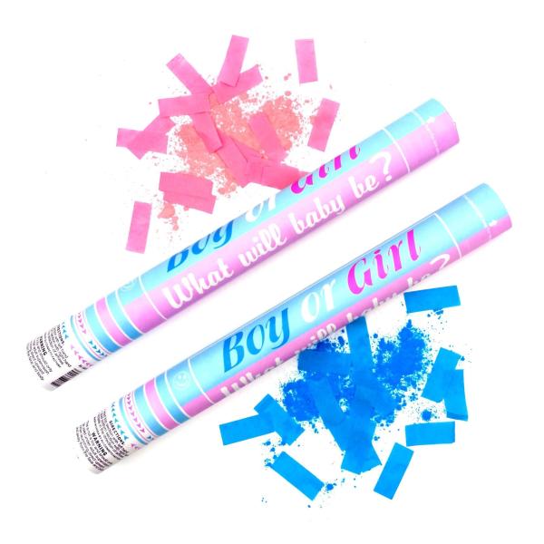 Baby Shower Gender Reveal Party Popper Confetti Cannon In Blue Pink For All