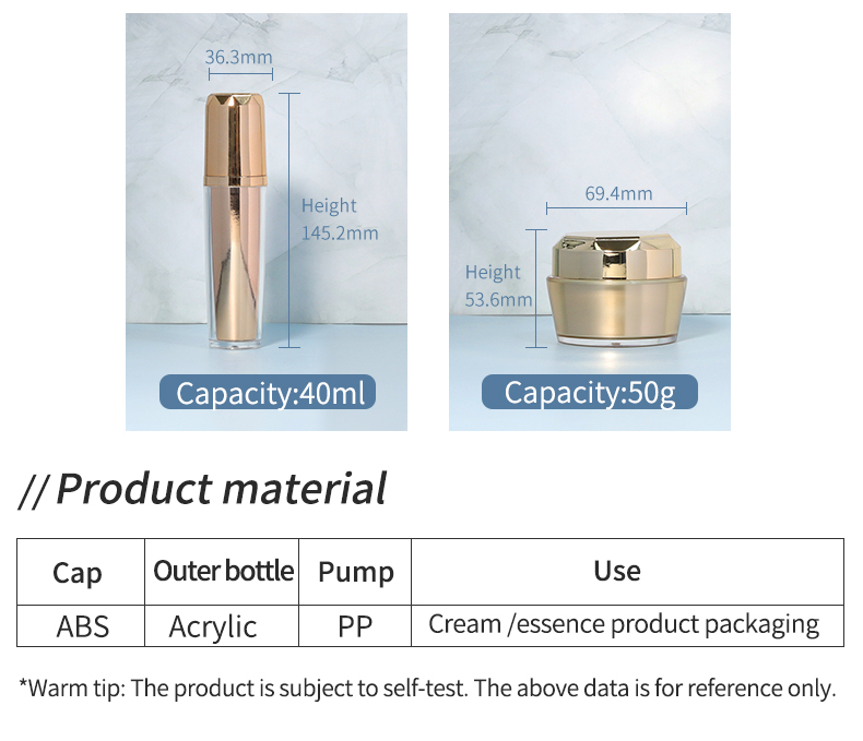 Acrylic Plastic Bottle 40ml / 100ml Lotion Bottles Empty For Luxury Skincare Cosmetic Packaging