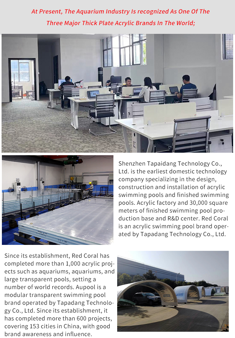 Swimming Swim Spa Pool Transparent Fiber Glass Mosaic Acrylic Panels with LED Lighting
