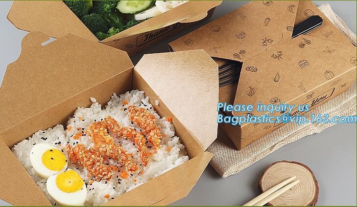 Cheap Cardboard foldable kraft paper lunch box with window,Lunch noodle fast food kraft paper box by customized logo pri