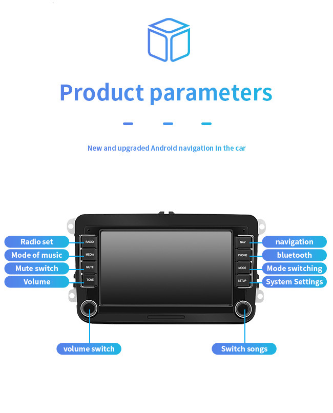 VW Car Android GPS Navigation 7 Inch With WiFi BT Phone Music IPS HD