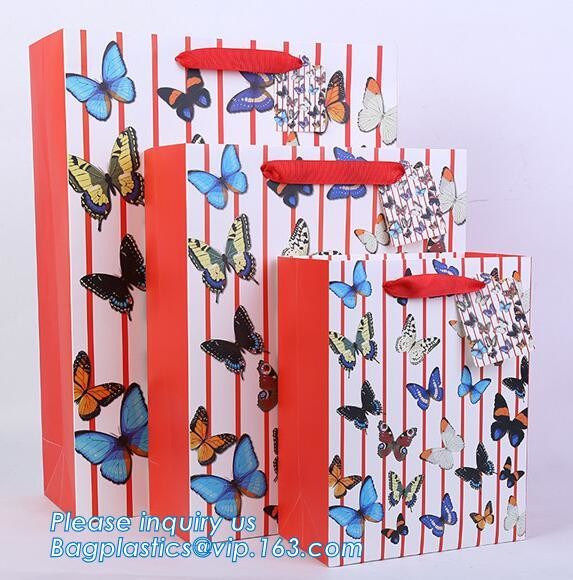 Luxury paper bags with handles Different Sizes,250gsm art paper shopping carrier bag custom printing with handle rope