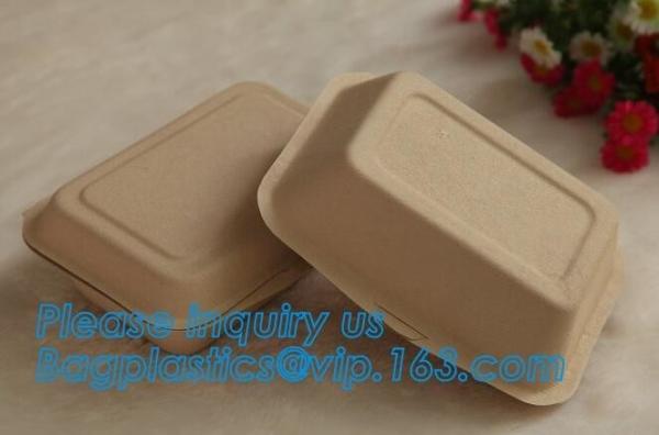 biodegradable sugarcane food container 6inch 450ml to-go burger box,Eco-friendly