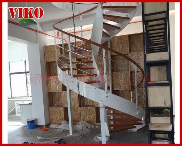 Spiral Staircase VH13S Spiral Stainless Steel Stair Tread Beech Curved Glass