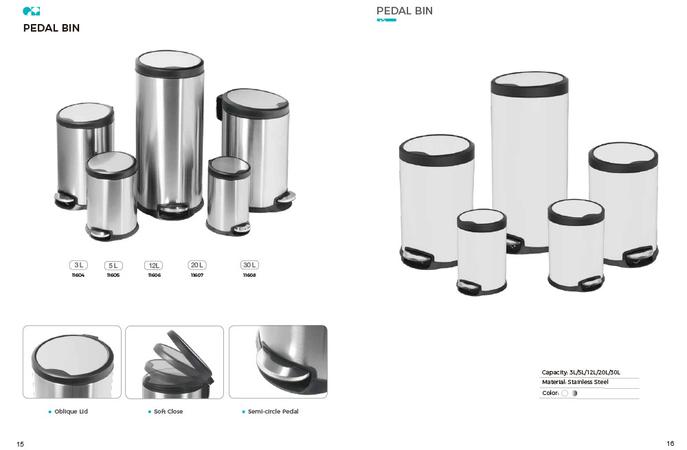 Round Shape Household Pedal Trash Bin Stainless Steel with Thin Lid OEM ODM Offered