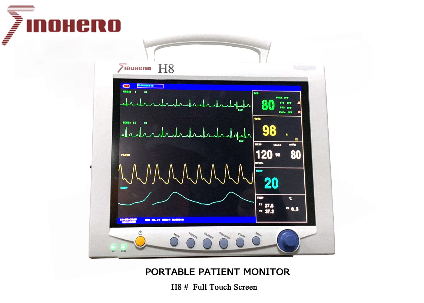 H8 Portable Patient Monitor , Ecg Monitoring Device 310 X 140 X 263 Mm