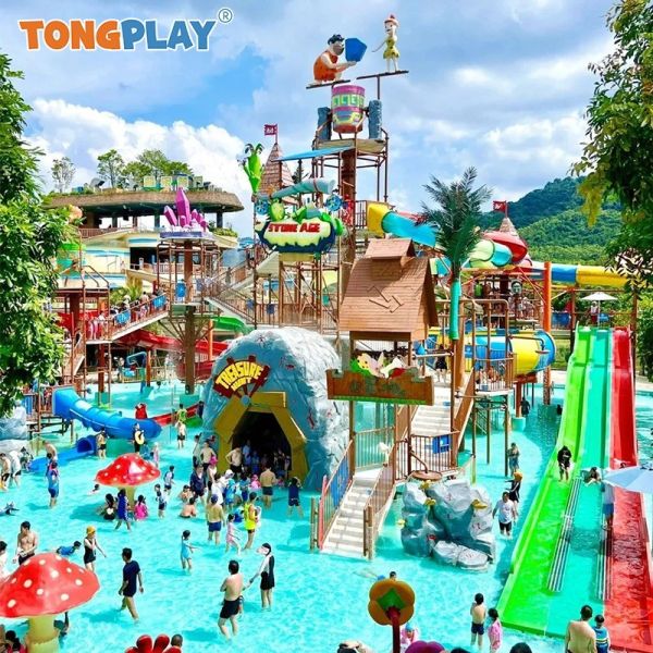 Quality Adventure  Splash Water Playground ODM Fiberglass Pool Water Slide for sale