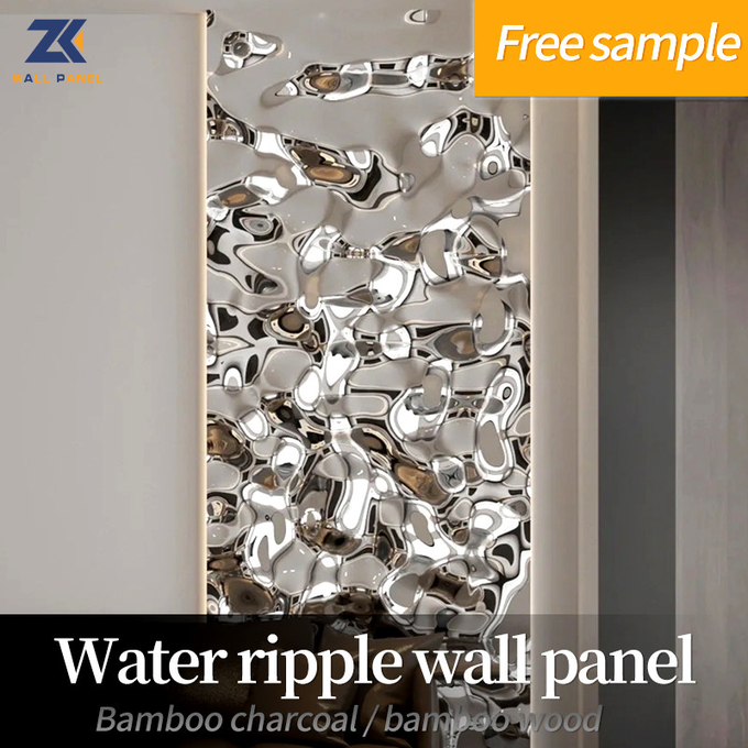 Smooth Bamboo Charcoal Wall Board Water Ripple Panel 1220*2440mm