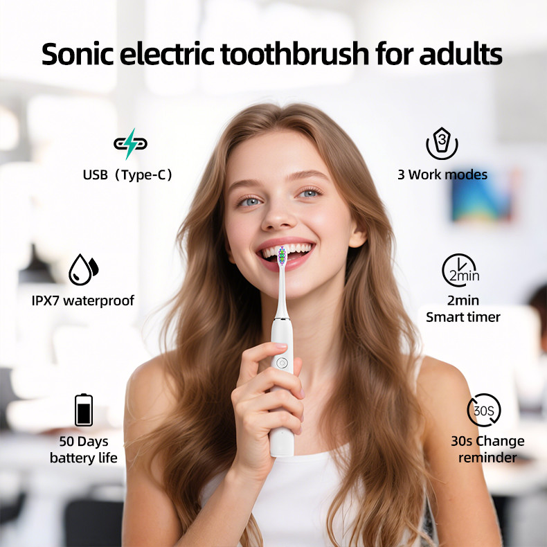 SN302 USB Rechargeable Sonic Whitening Tooth Brush Adult Ipx7 Waterproof Electric Toothbrush