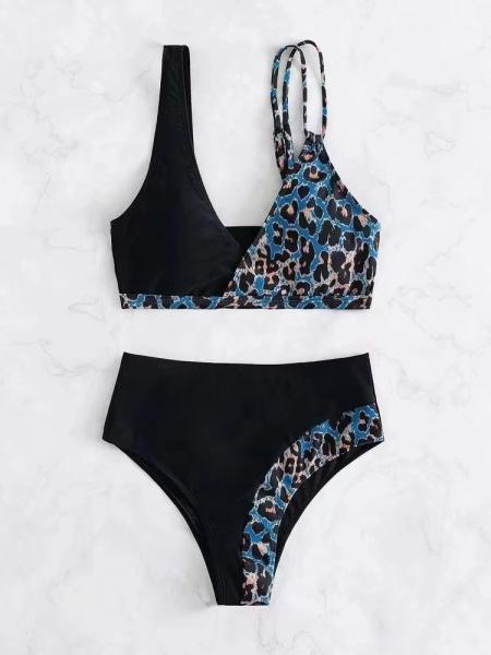black style swimwear two pieces ,Rainbow colour Sexy full Size Ladies Swimwear