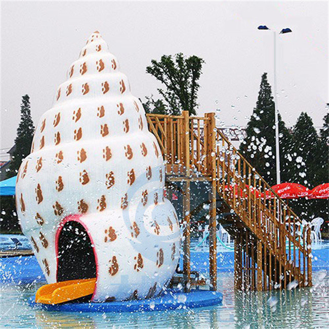 Conch Water Play Slide Fiberglass Small Swimming Pool Splash Pad Rust Proof
