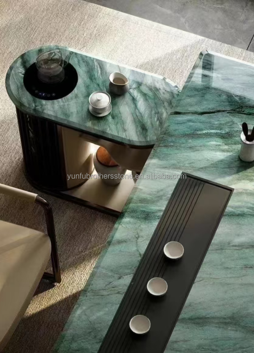 Polished Royal Green Quartzite Natural Green Gaya Marble Big Slab for Coffee Table