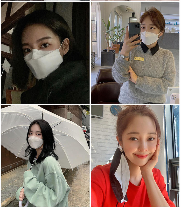 Korean KF94 KN95 face mask willow leaf shaped FFP2 standard face mask with FDA