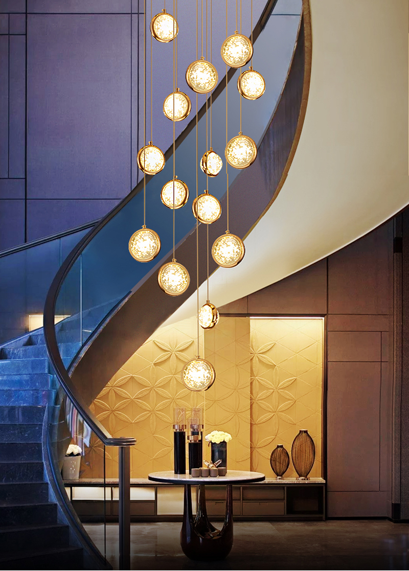 Round pendant light for living room ball crystal gold nordic chandelier(WH-NC-65)