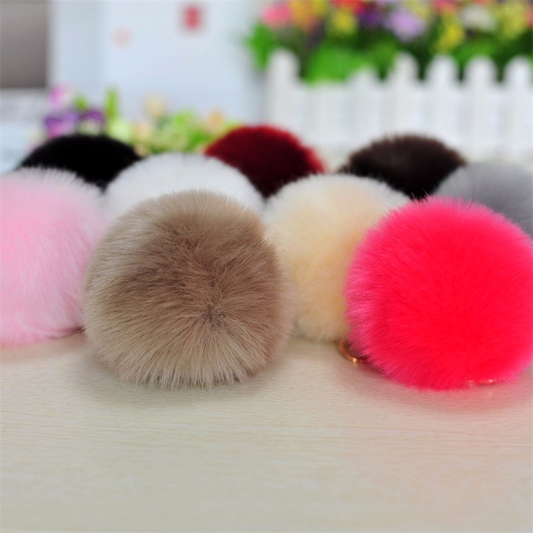 New fancy Rabbit fur ball /pom pom ball key chain / Small pom pom key chain / Animal pom pon