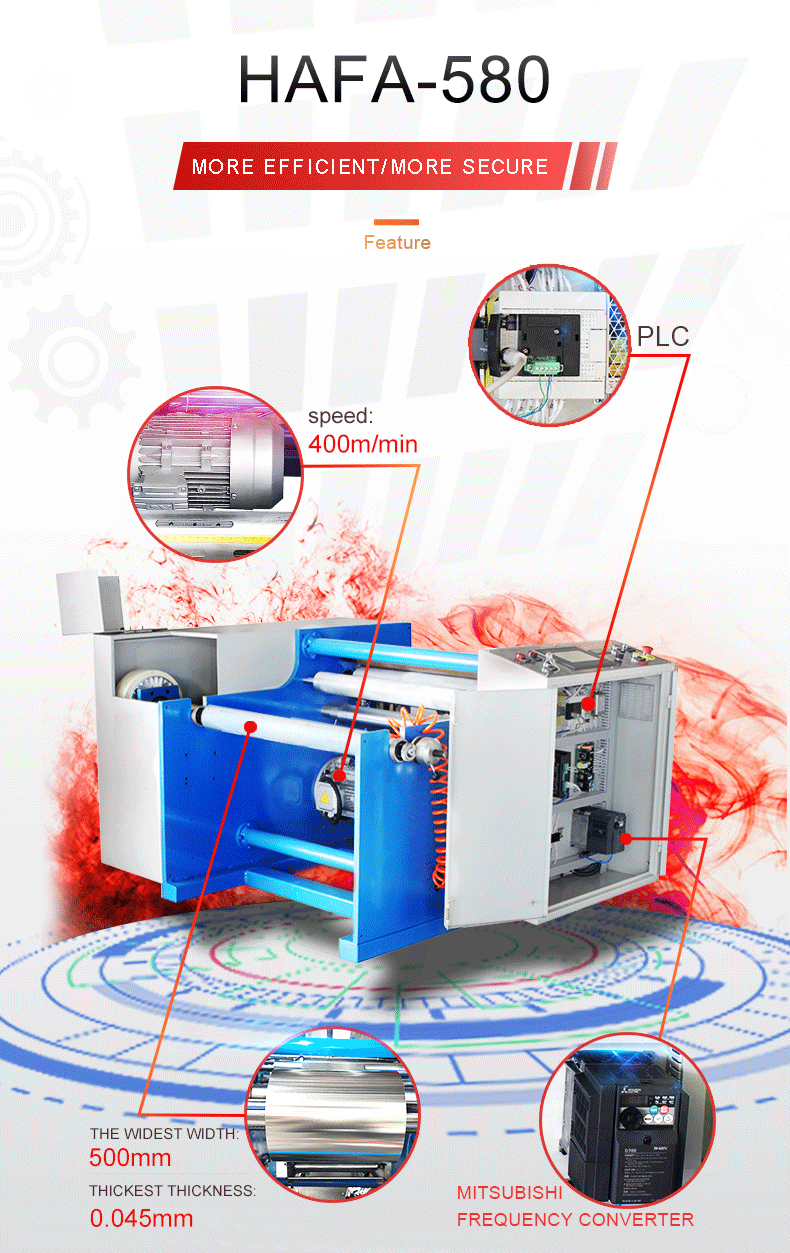 Semi Automatic 3KW 2 Shaft Heavy Duty Aluminium Foil Roll Silicone Paper Rewinder Machine