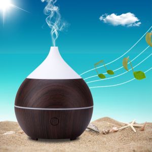 Dark Wood Grain Ultrasonic Bluetooth Aroma Diffuser With Speaker