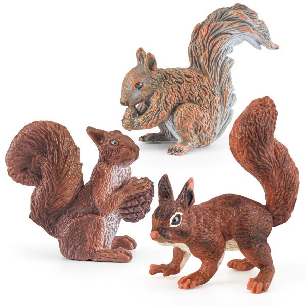 Wildlife Animal Figures Model Playsets 3 PCS Squirrel Figure Model Toy For Boys