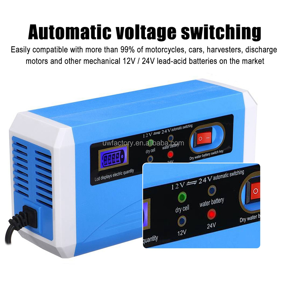 Connector Current Protection 12V/24V Output 12V/24V Battery Charger for OEM Custom Motorcycle Ebike Electric Portable Car