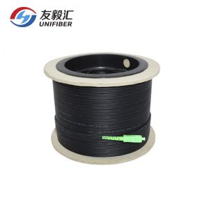 China FTTH SC/APC G657A1 LSZH 150m Drop Cable Fiber Pigtail on sale