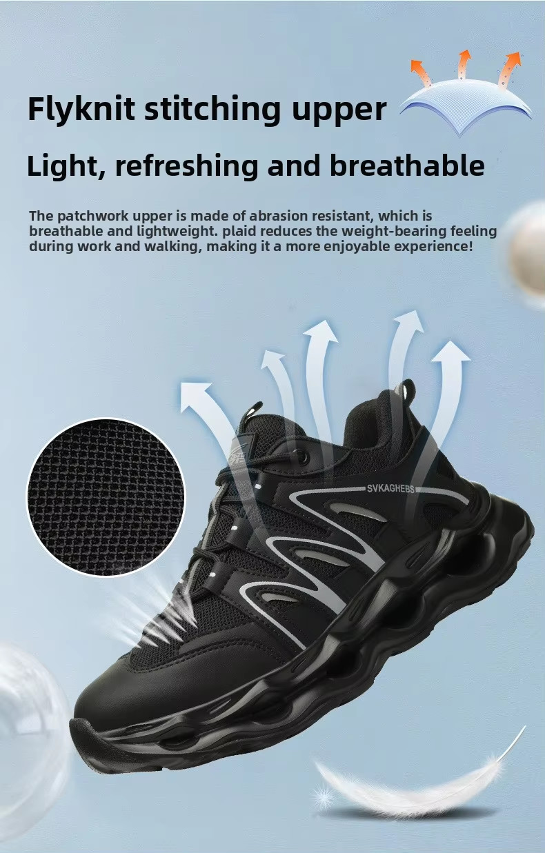 Breathable Microfiber Leather Mesh Safety Shoes Kevlar Anti-stab Work Shoes Steel Toe Anti-smashing EVA Sole