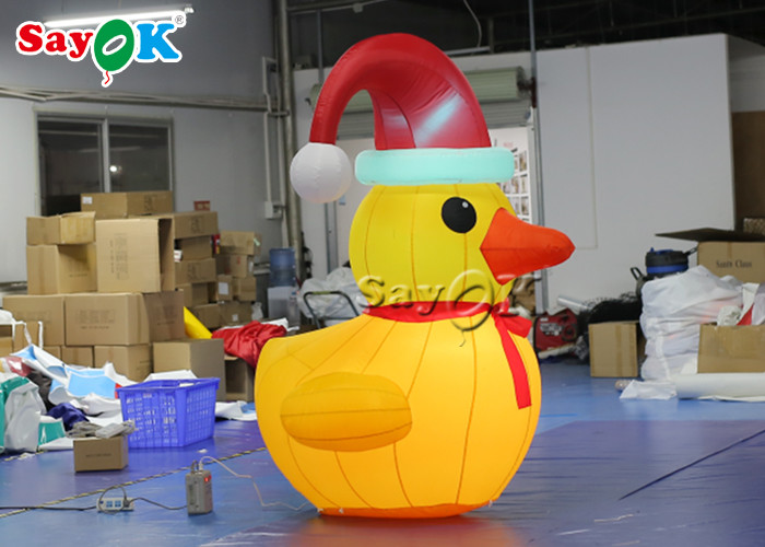 Oxford Cloth Outdoor Decoration 2m Inflatable Christmas Duck With Hat