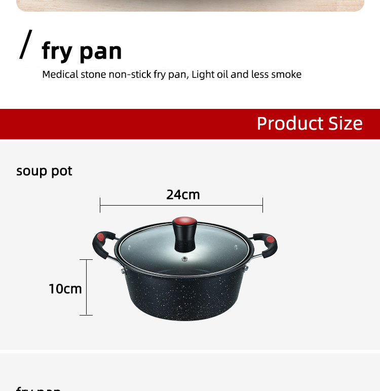 Black Flat Bottom Cooking Frying Non Stick Cast Iron Cooking Set
