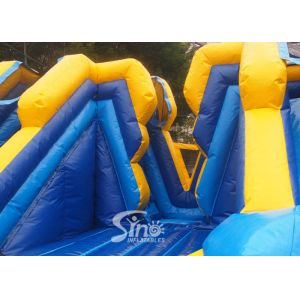 Commercial inflatable bouncy castle with double slide and removable banner
