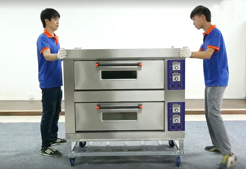 2 Decks 4 Trays Electric Far-Infrared Bakery Oven Stainless Steel Exterior Independent Chambers and Temperature Control