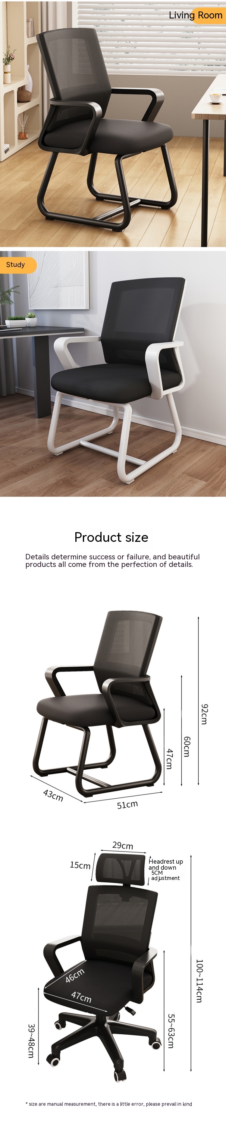 Ergonomic High Back Mid Back Breathable Mesh Chair Style for Home Office and Gaming
