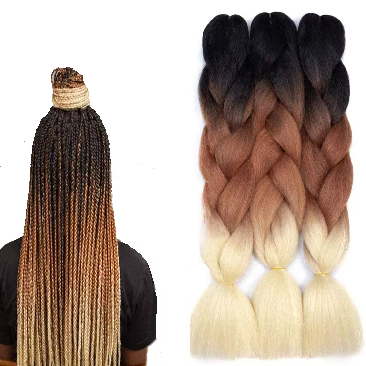 24 Inch Synthetic Crochet Braid Pre Stretched Braiding Hair Colorful