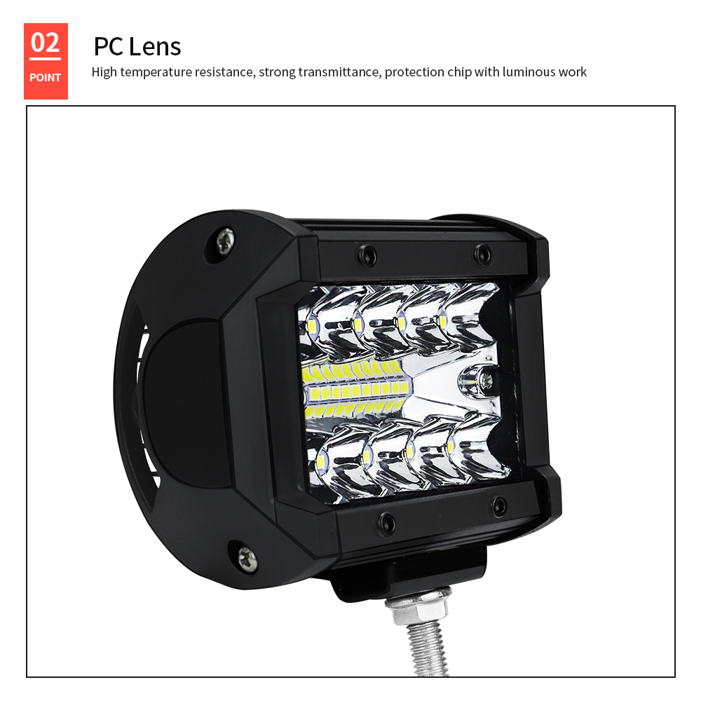 60W 20LED Truck LED Work Light 6000K LED Light Bar 4 Inch DC 12V-24V
