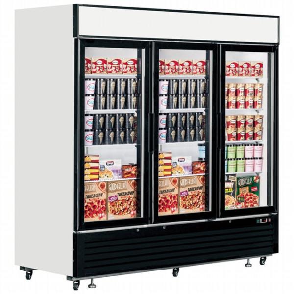 High Efficiency Upright Glass Door Freezer Long Handle Showcase Refrigeration