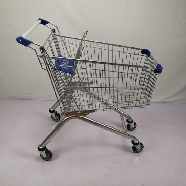 European Style 125L Supermarket Metal Shopping Trolley Anti Theft With 4" PU