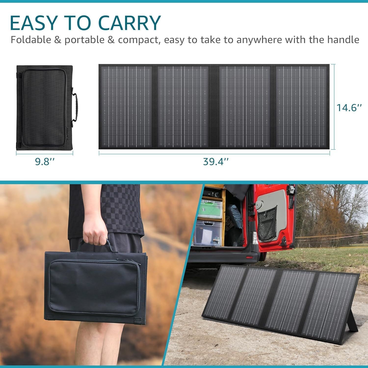 Rechargeable 60 Watt Portable Folding Solar Charger For 100W - 500W Solar Generators