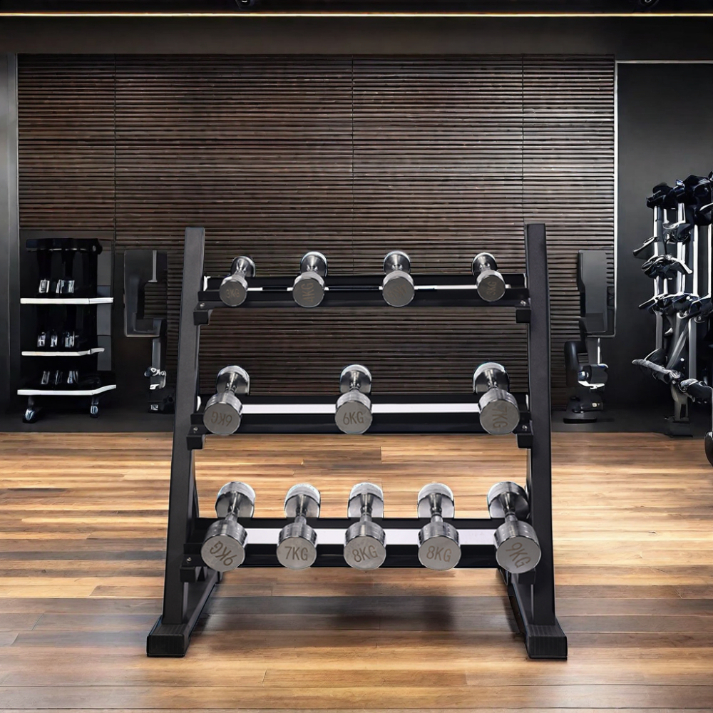 Gym Equipment Commercial Fitness Free Weight Rack Dumbbell Rack 3 Tier