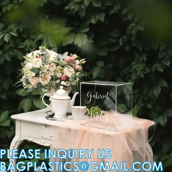 Clear Acrylic Card Box Case, Thick DIY Wedding Box Crystal Clear, Customized