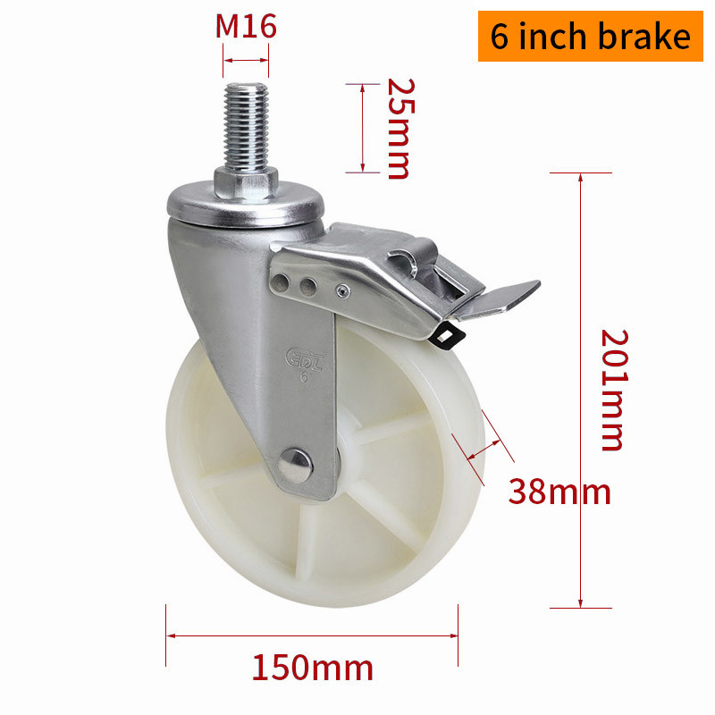 Medium Duty TPA Industrial Caster Wheels 6 Inch 250kg Load