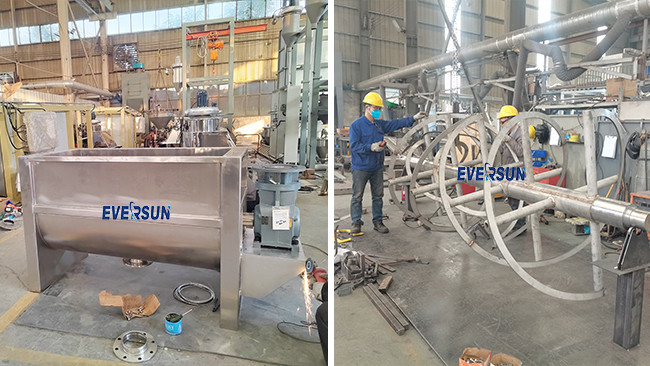 Double Or Triple Blades Powders Industrial Ribbon Blender Mixing Machine With Low Noise