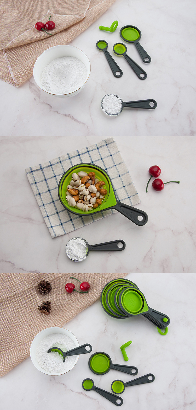 Collapsible Silicone Measuring Cups And Spoon Set