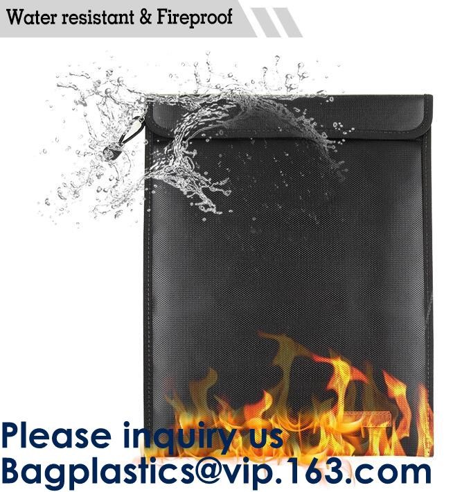 OEM custom luxury travel money passport safe zipper storage pouch fireproof document bag Pouch Money Fiberglass Fire Saf