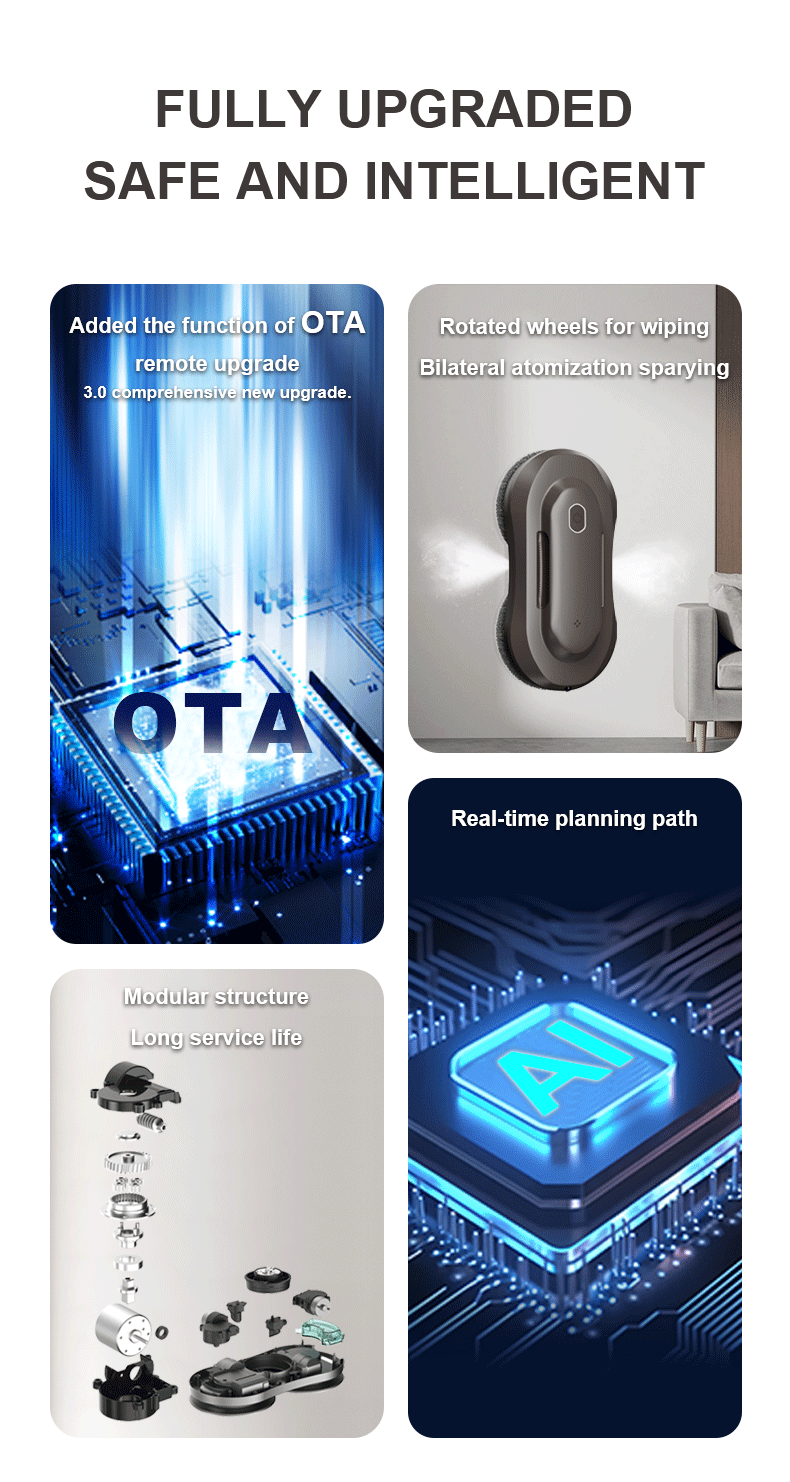 Trending Electric Window Cleaning Robot Smart Home Cleaning Appliance 50ml Water Tank