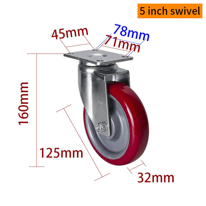 EDL Medium Duty 5inch 150kg Plate TPU Caster by Rigid, Swivel and Brake type