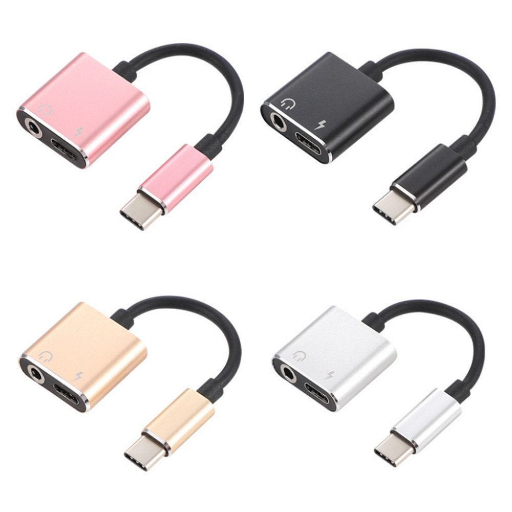 2.1A Glare 3.5mm Audio Cable Aluminum 2 In 1 Earphone Adapter