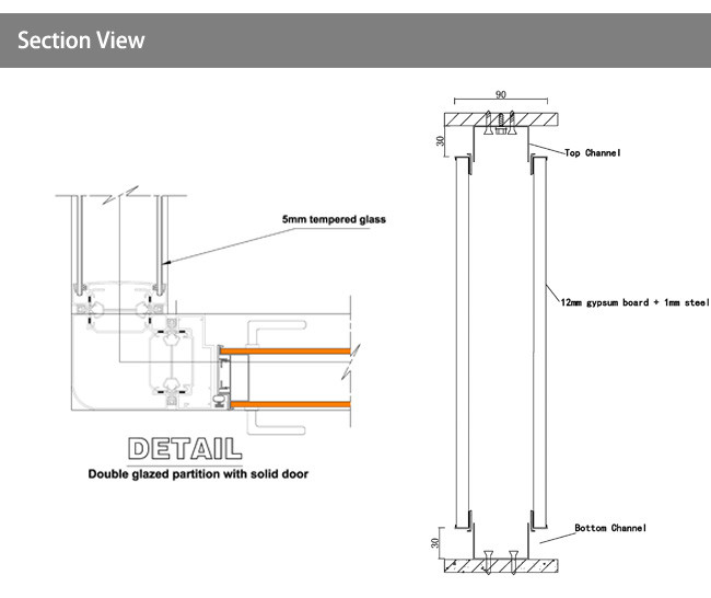 Pre Fabricated Solid Wood Partition Panel Office Partition Wall Systems 108mm