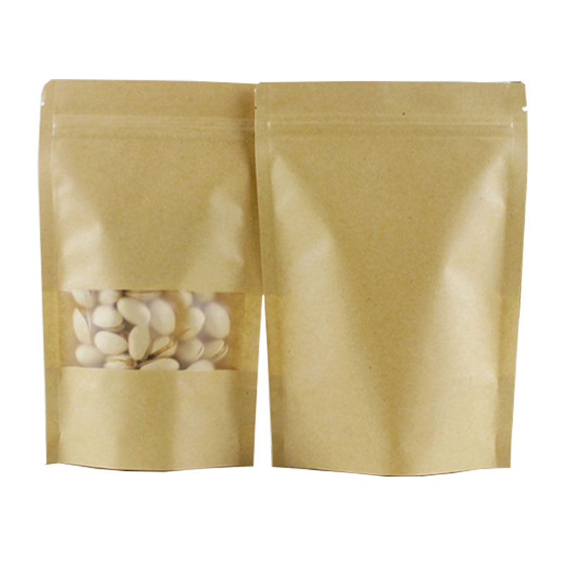 Food Package Bakery Kraft Paper Bag with Window Customized Design and Eco-Friendly