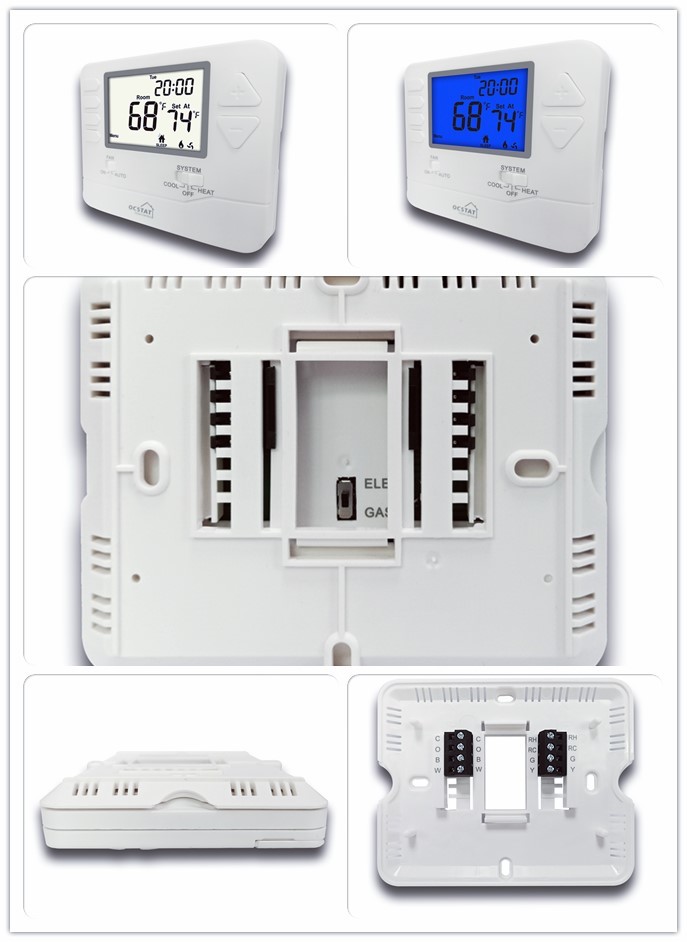 Wire Programmable Digital Room HVAC Thermostat Single Stage Omron Relay
