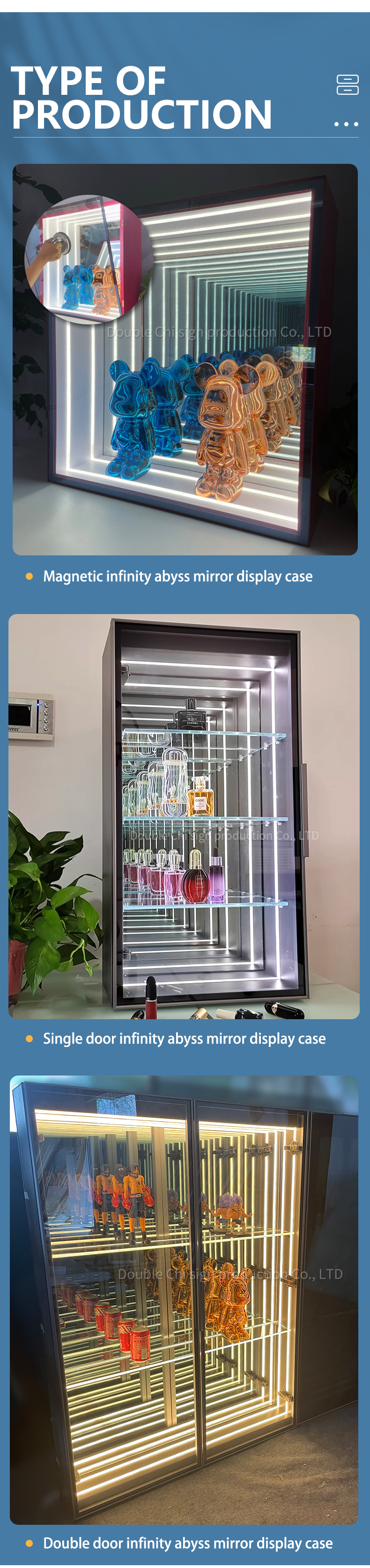 High Brightness LED Light Source Customized Infinity Illusion Mirror Display Case