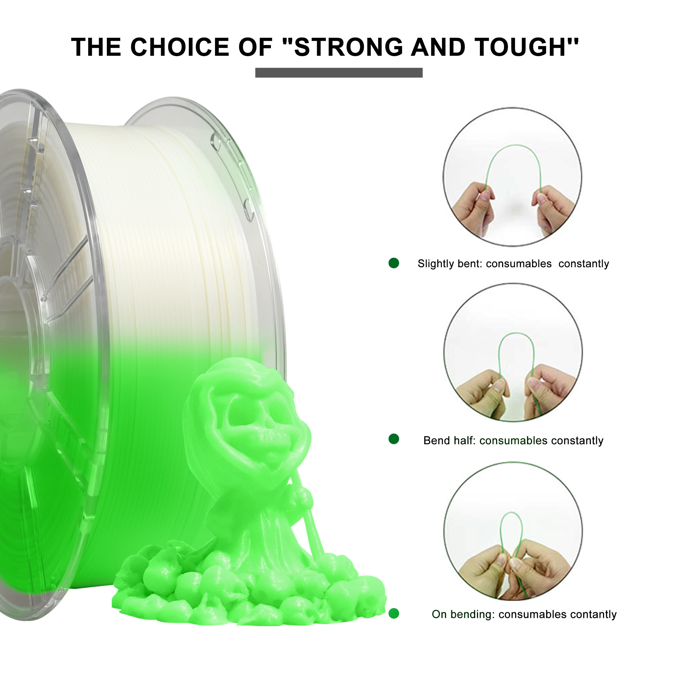 3D Printing Filament PLA Filament Glow Green 1.75mm 3d Printer