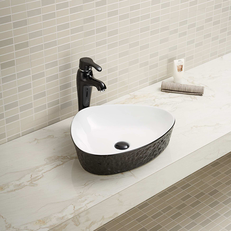Low Water Absorption Counter Top Bathroom Sink Green Color Irregular Basin